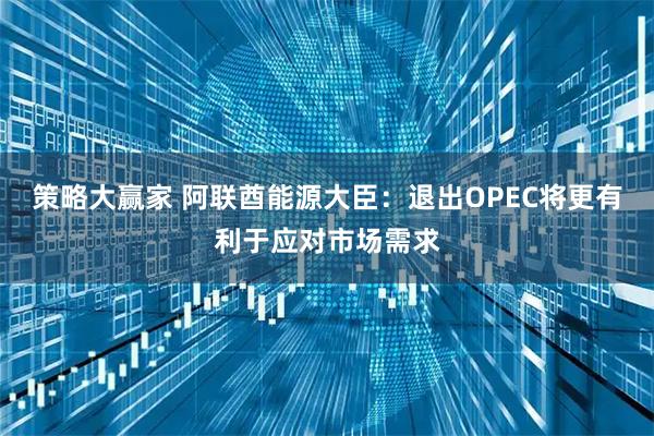 策略大赢家 阿联酋能源大臣：退出OPEC将更有利于应对市场需求